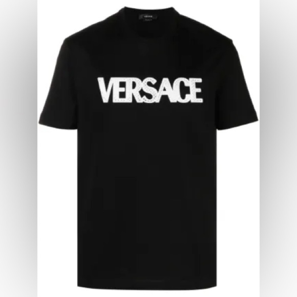 Versace Black Tee with White Logo